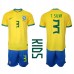 Brasilien Thiago Silva #3 Replika Babykläder Hemma matchkläder barn VM 2022 Korta ärmar (+ Korta byxor)